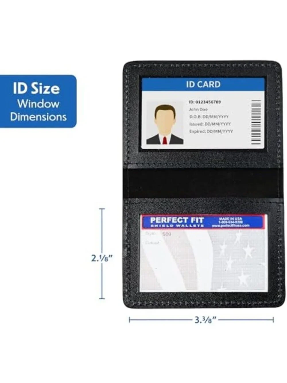 Slim Leather Bifold Wallet with 2 ID Holders, Dual Card Case, Perfect Fit